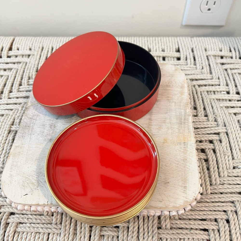NIB Vintage OTAGIRI lot of 6 Red Round Coasters